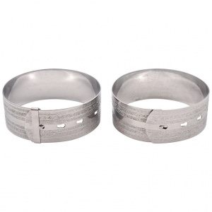 Art Deco Pair of  Chrome Plated Engine Turned Buckle Bangles
